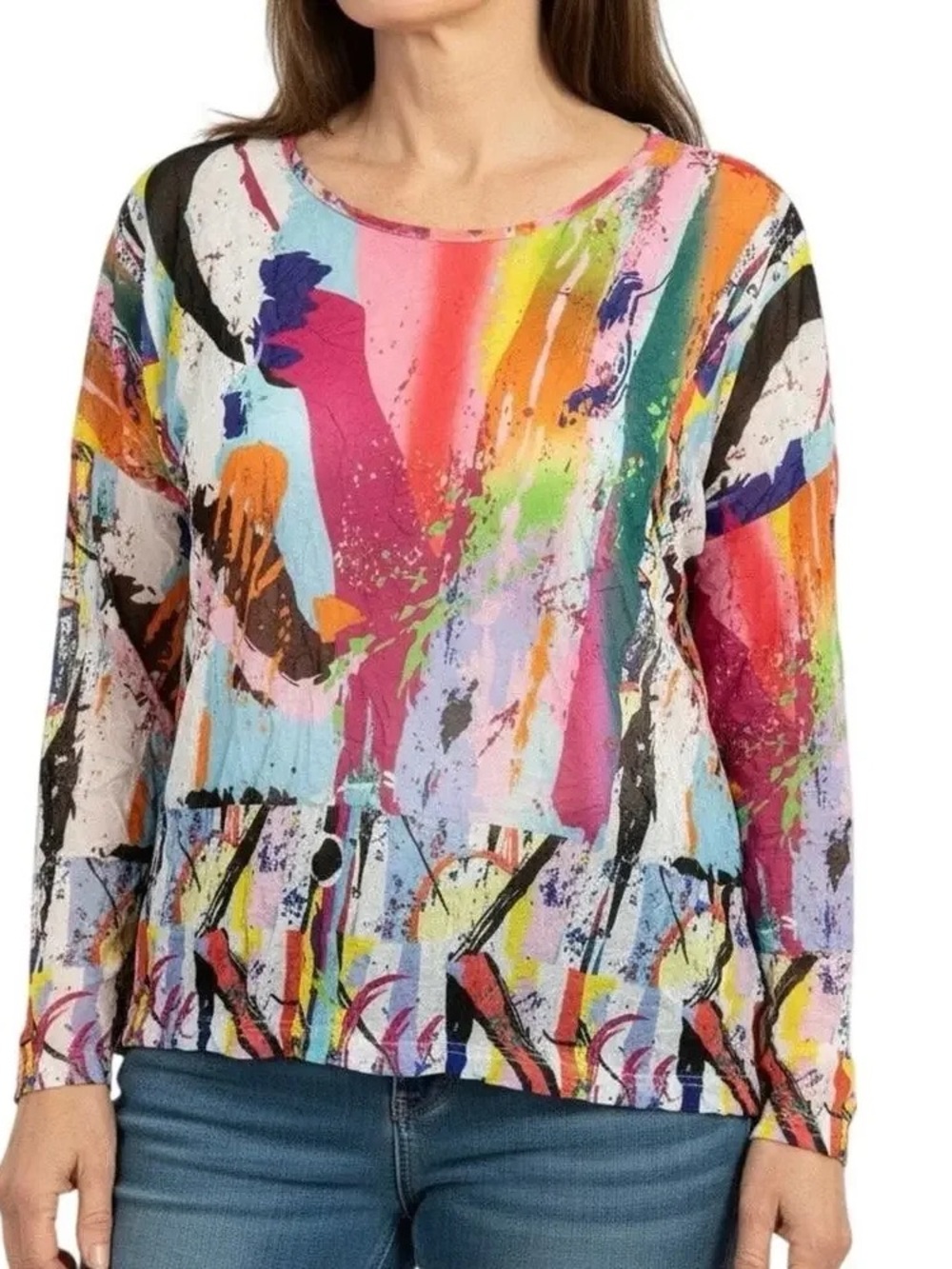 NEW Abstract Mesh Paint Splatter Blouse Size XL